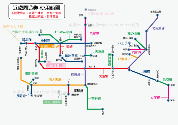 近鐵五日券(近鐵周遊券5日券)-可搭乘近鐵電車全線與伊賀鐵道,適合遊玩三重縣、名古屋