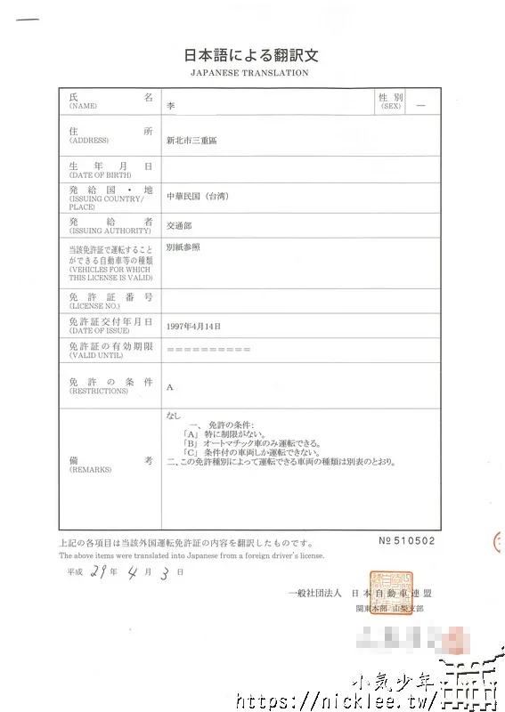 到JAF申請日文譯本 - 日本自駕旅遊忘了帶日文譯本的解決辦法 