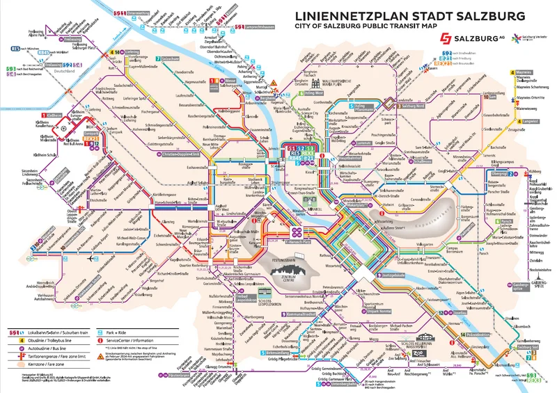 薩爾斯堡交通-薩爾斯堡無軌電車與巴士/路線圖/車資介紹