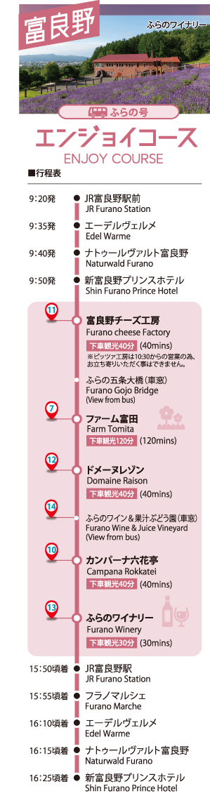 美瑛．富良野交通-夏季運行巴士-觀光周遊巴士-旭川號路線