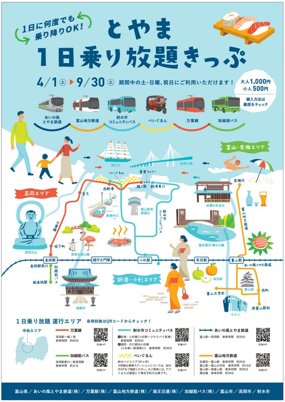 愛之風富山鐵道-富山一日券