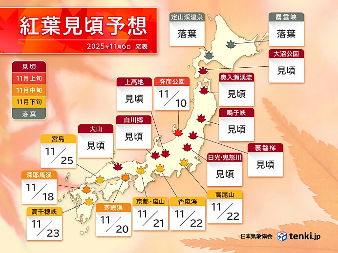 2025日本紅葉預測-紅葉最前線-日本賞楓旅遊安排參考