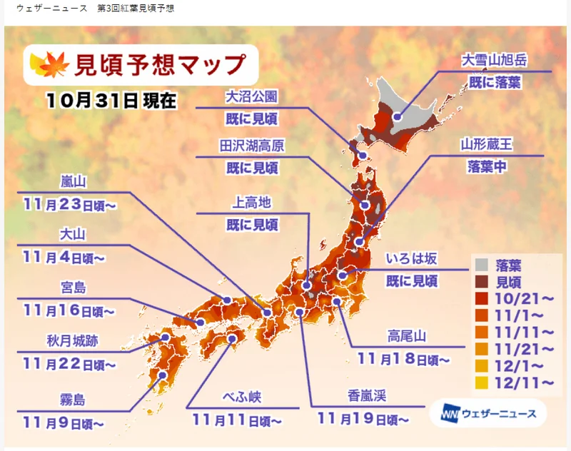 2024日本紅葉預測-紅葉最前線-日本賞楓旅遊安排參考