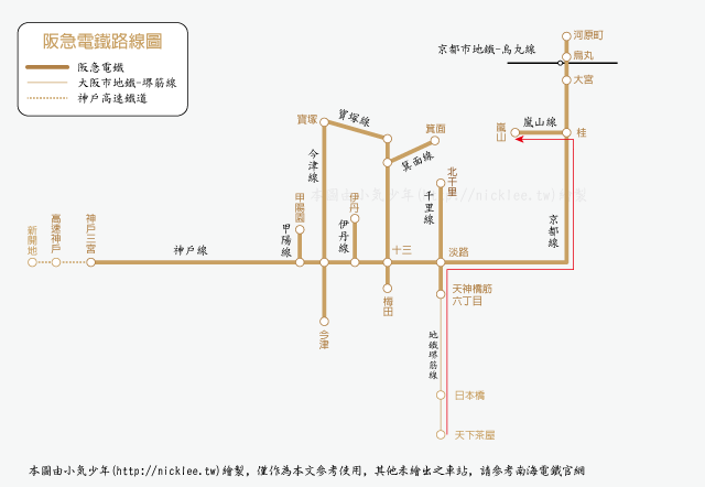阪急電鐵-賞楓臨時列車-日本橋往嵐山