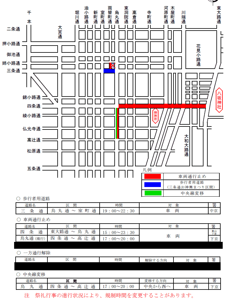 京都祇園祭交通管制