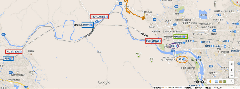 京都-嵐山交通路線建議-嵐山地圖