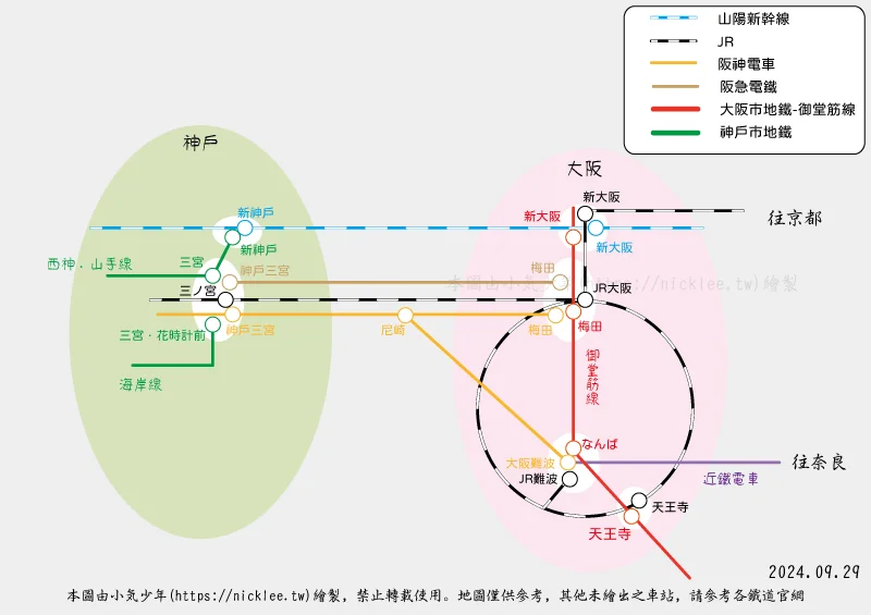 大阪到神戶的5條交通路線