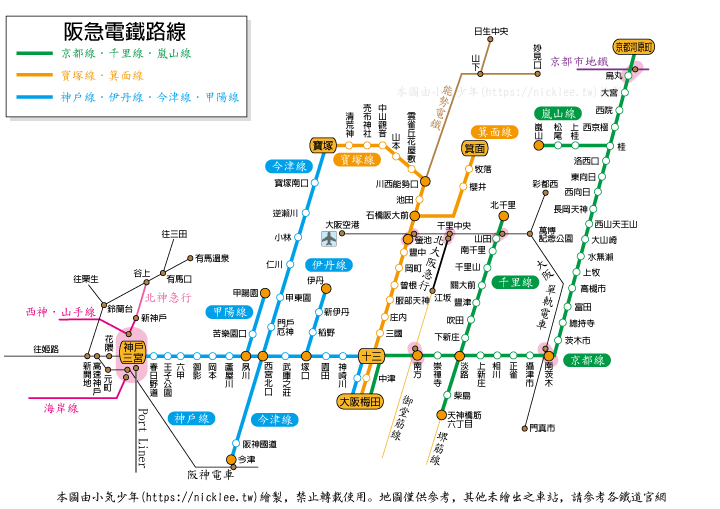 阪急電鐵一日券-路線圖