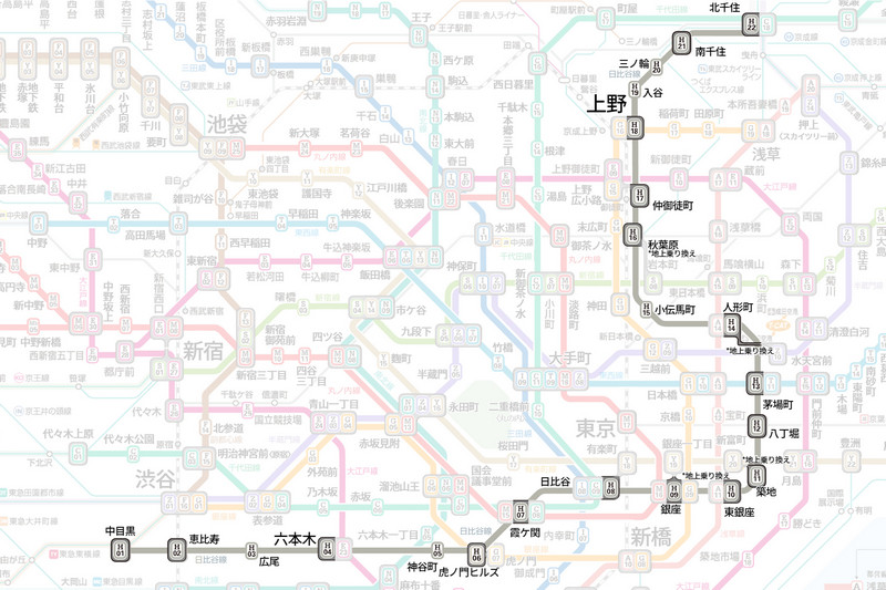 東京Metro-日比谷線路線圖