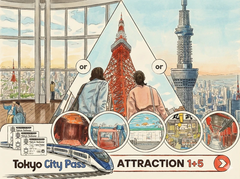 Tokyo City Pass + Skyliner 套票|可坐Skyliner,東京地鐵,還可遊玩東京晴空塔/東京鐵塔/六本木之丘...共6設施,最多可省¥3880