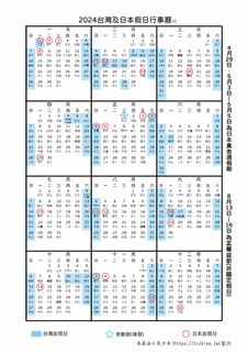 台灣日本假日行事曆與關西景點交通整修表